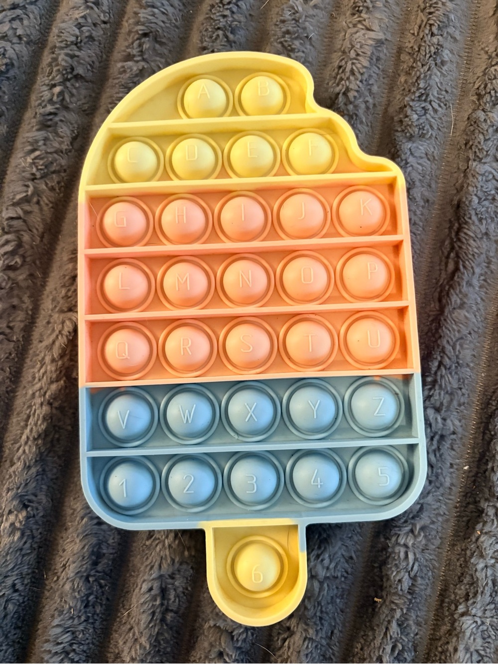 Silicone Alphabet & Number Pop Toy - Pastel Yellow Pink Blue